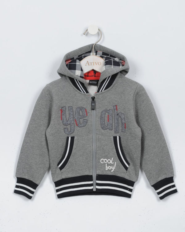 Picture of BI009-BOY THERMAL FLEECY ZIP UP WITH CHECKED PATTERN